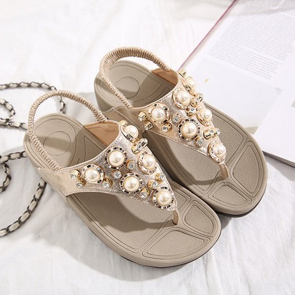 Arch Support Sandals For Women Back Strap Soft Thong Rhinestone Bling Flip-flops Stylish Summer Season