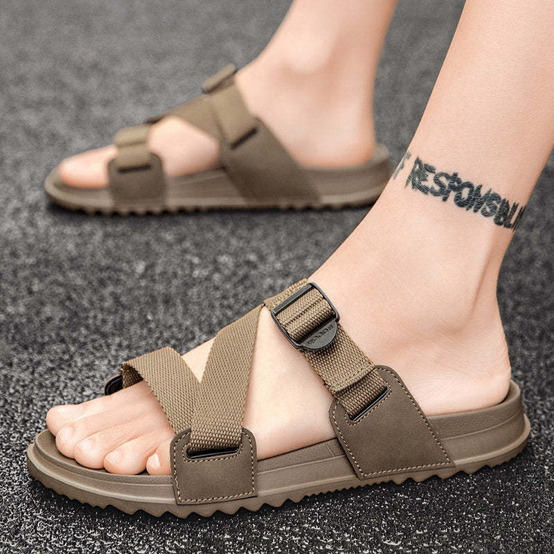 Summer Orthopedic Sandals For Men Adjustable Strap Sturdy Rubber Sole