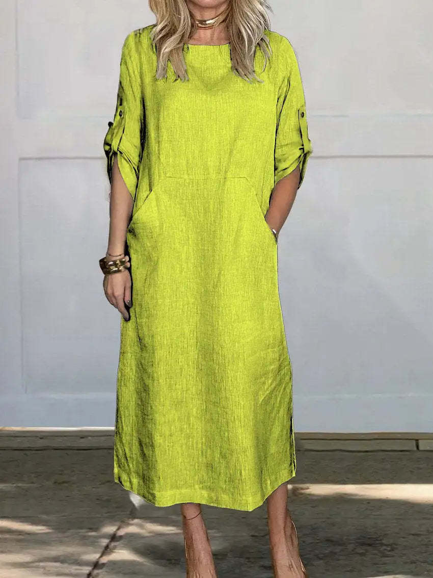 Lightweight Linen Midi Dress For Women