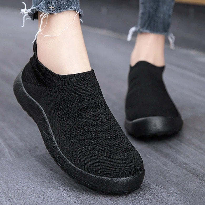 Orthopedic Shoes Women Breathable Wear-resistant Slip-ons Wowen Mesh Elegant Summer