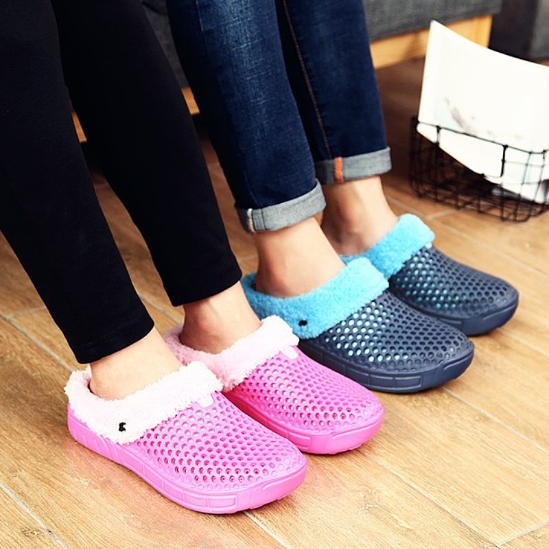 Women Nonslip PU Fur Slippers Family Indoor Slides