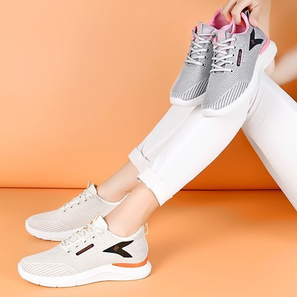 Women Platform Orthopedic Shoes Deodorization Mesh Lace-up Walking Sneakers
