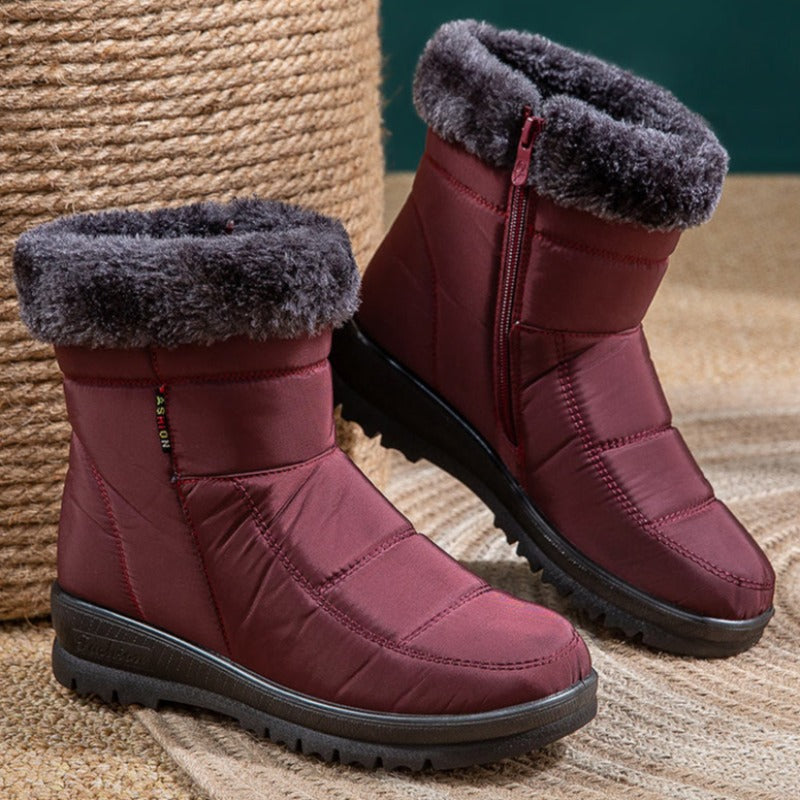 Women Casual Fur Snow Boots Nonslip Zipper Orthopedic Shoes