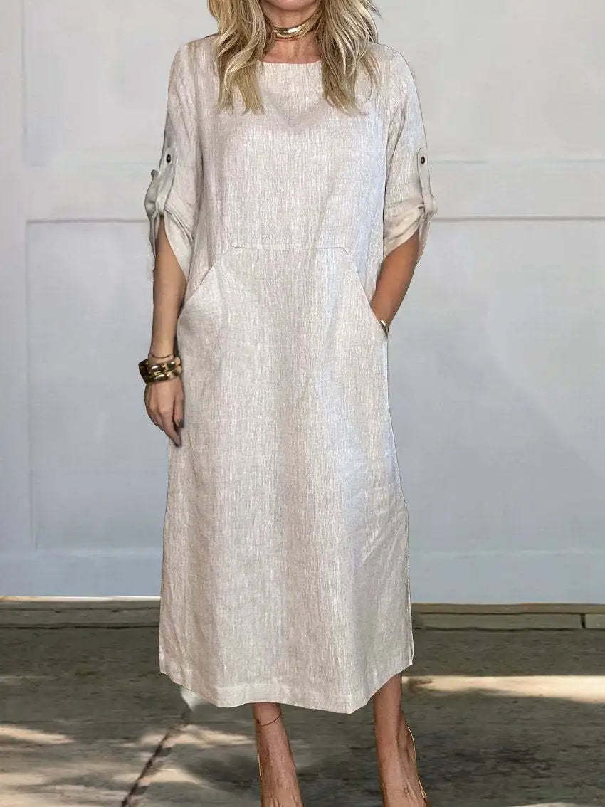 Lightweight Linen Midi Dress For Women