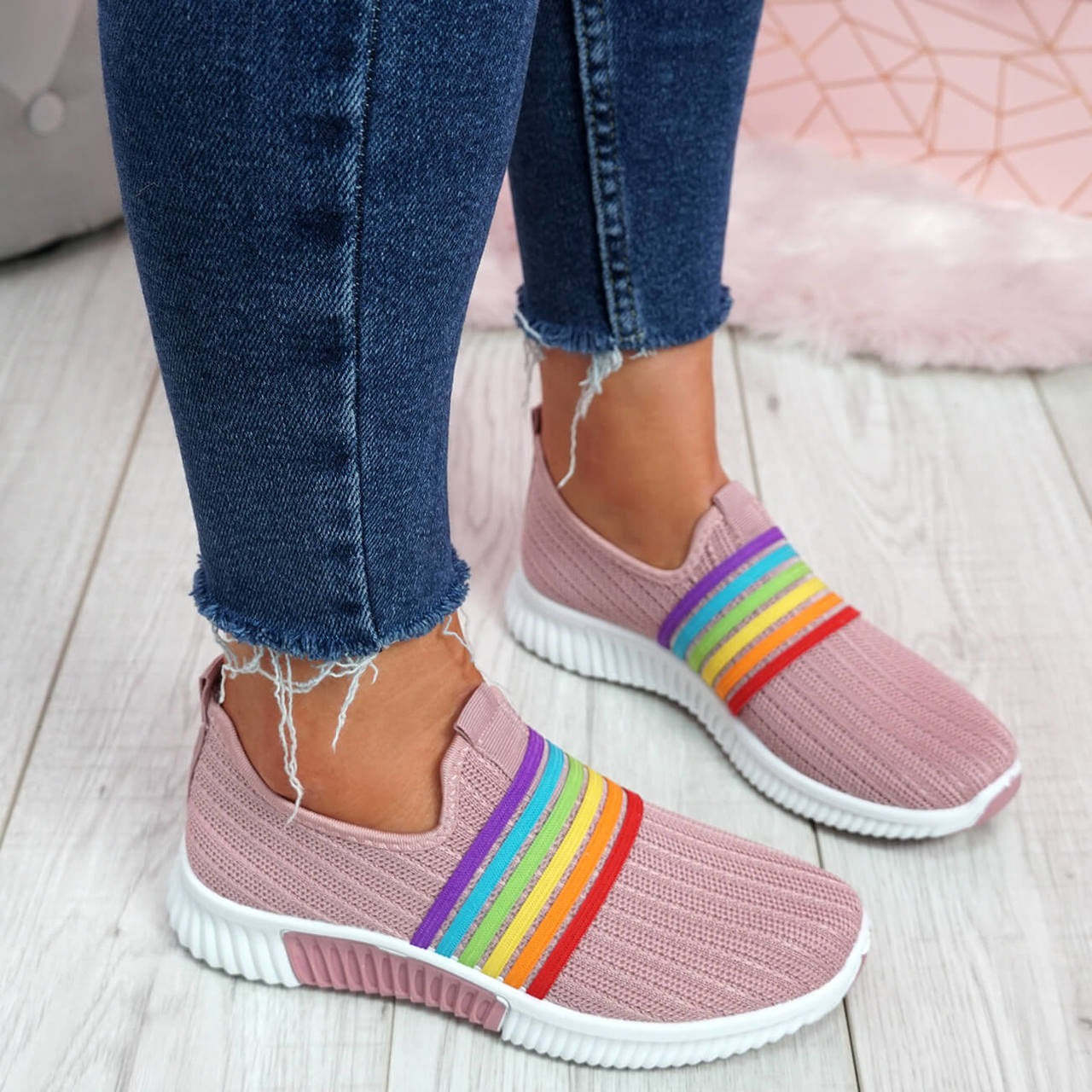 Comfortable Walking Orthopedic Shoes For Women Knitted Colorful Slip-on