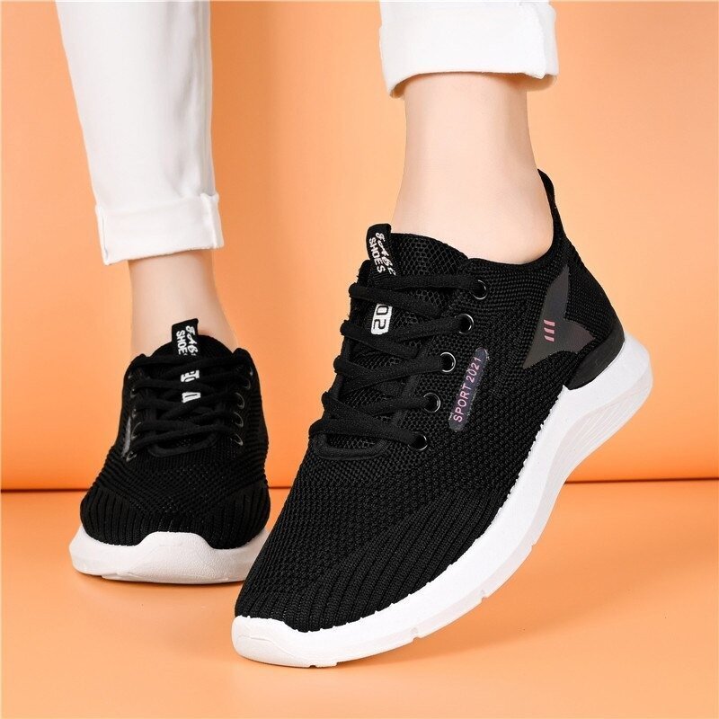Women Platform Orthopedic Shoes Deodorization Mesh Lace-up Walking Sneakers