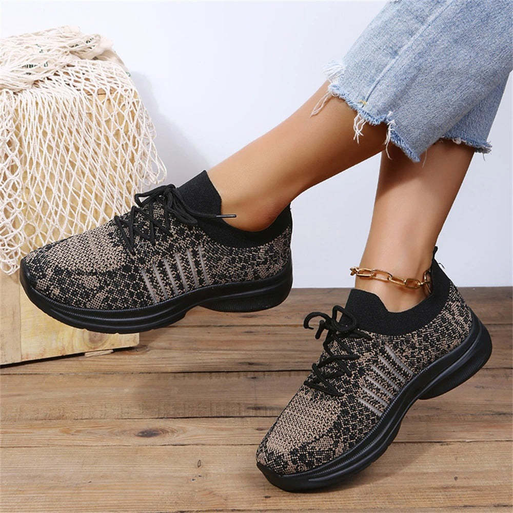 Women Running Orthopedic Shoes Mesh Elastic Collar Thick Platform Sneakers