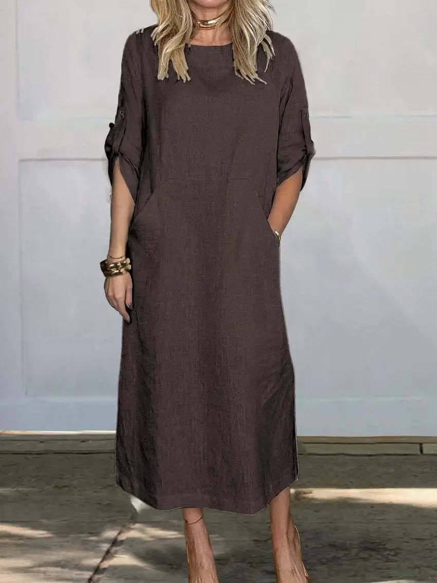 Lightweight Linen Midi Dress For Women