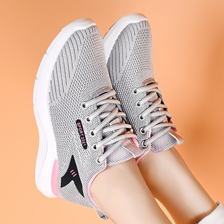 Women Platform Orthopedic Shoes Deodorization Mesh Lace-up Walking Sneakers
