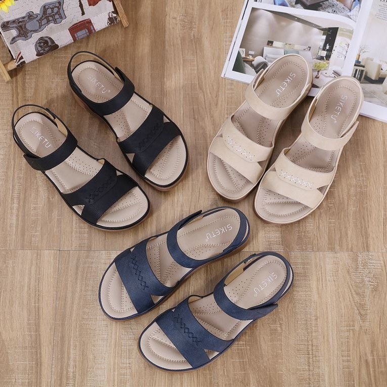 Women Orthopedic Sandals Hook&loop Ankle Strap Arch Support Basic Walking Summer