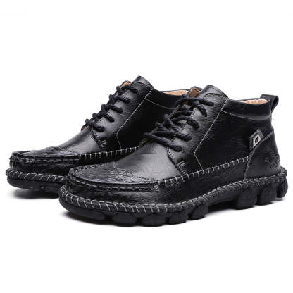 Men Leather Ankle Boots Round Toe Casual Orthopedic Shoes