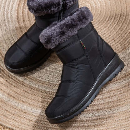 Women Casual Fur Snow Boots Nonslip Zipper Orthopedic Shoes