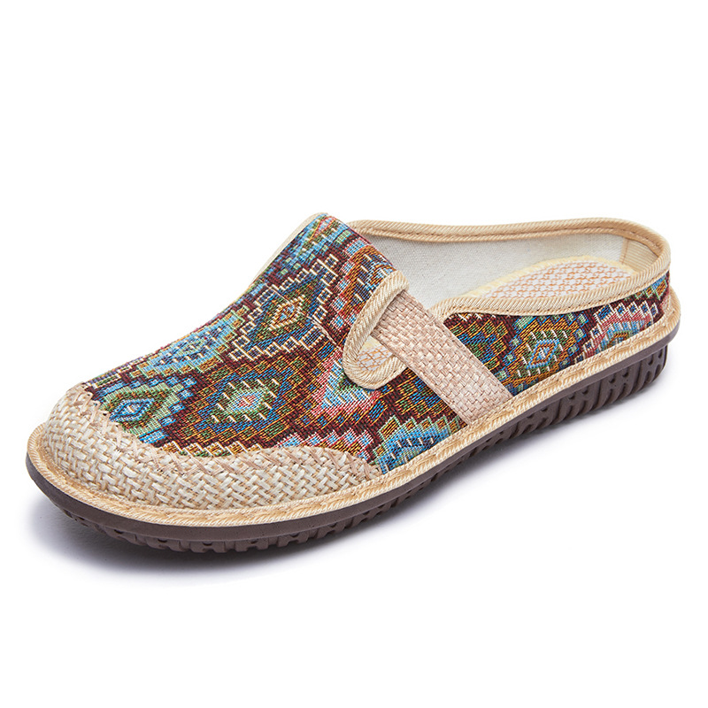 Women's New Breathable Linen Fisherman Shoes Women's Shoes Baotou Half Slippers