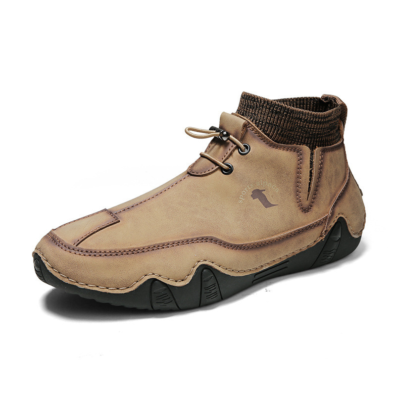 Men Ankle Boots Plush Leather Walking Orthopedic Shoes