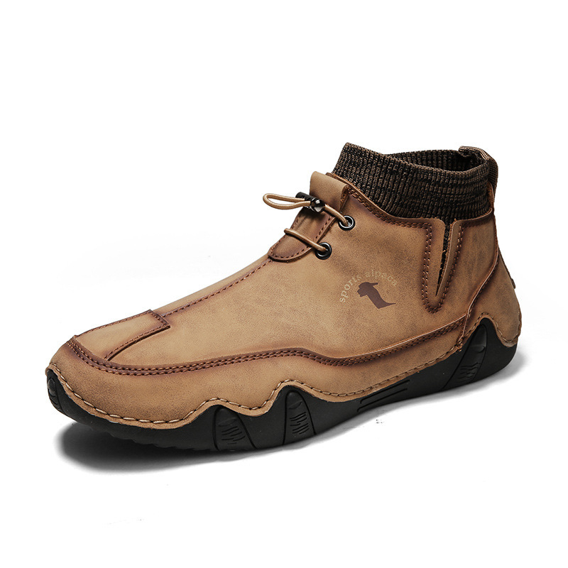 Men Ankle Boots Plush Leather Walking Orthopedic Shoes