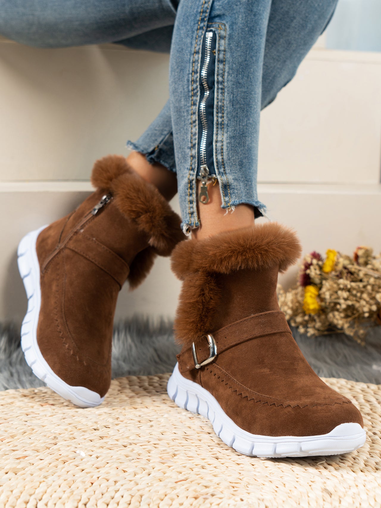 Orthopedic Women Boots Winter Fur Lining Extra Comfortable Warm Fashion Snow Boots