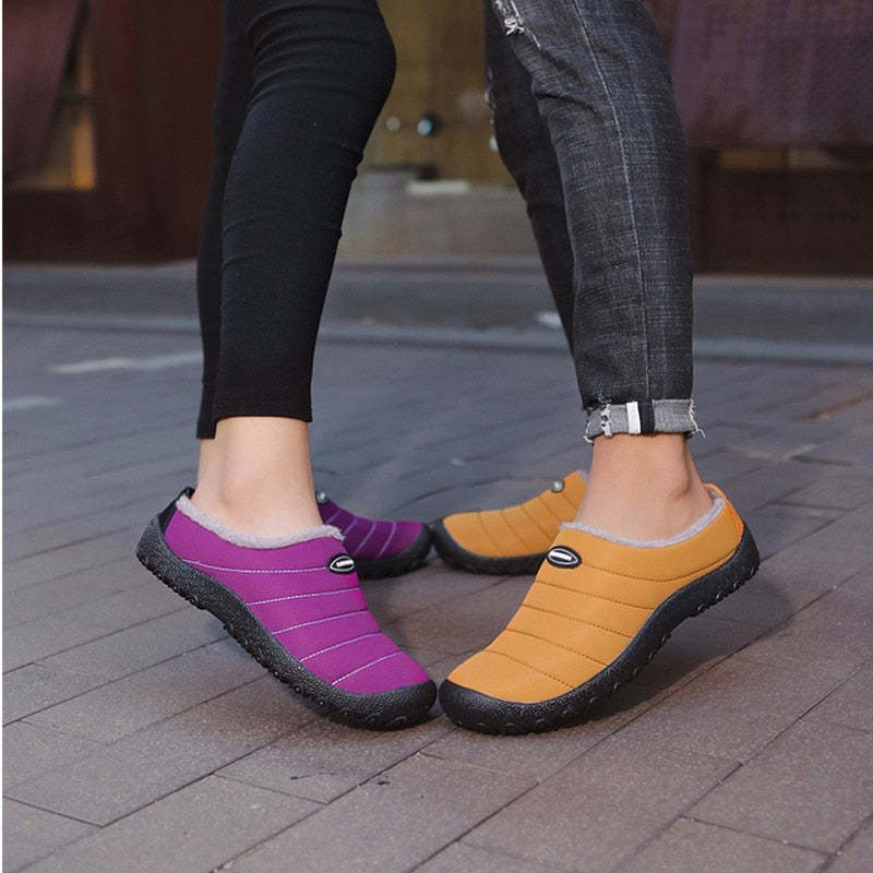 Fur Slippers For Men Waterproof Indoor And Outdoor Winter Slides