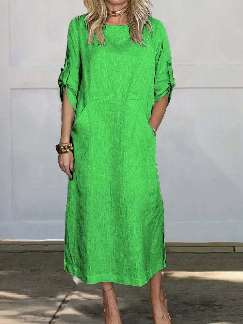 Lightweight Linen Midi Dress For Women