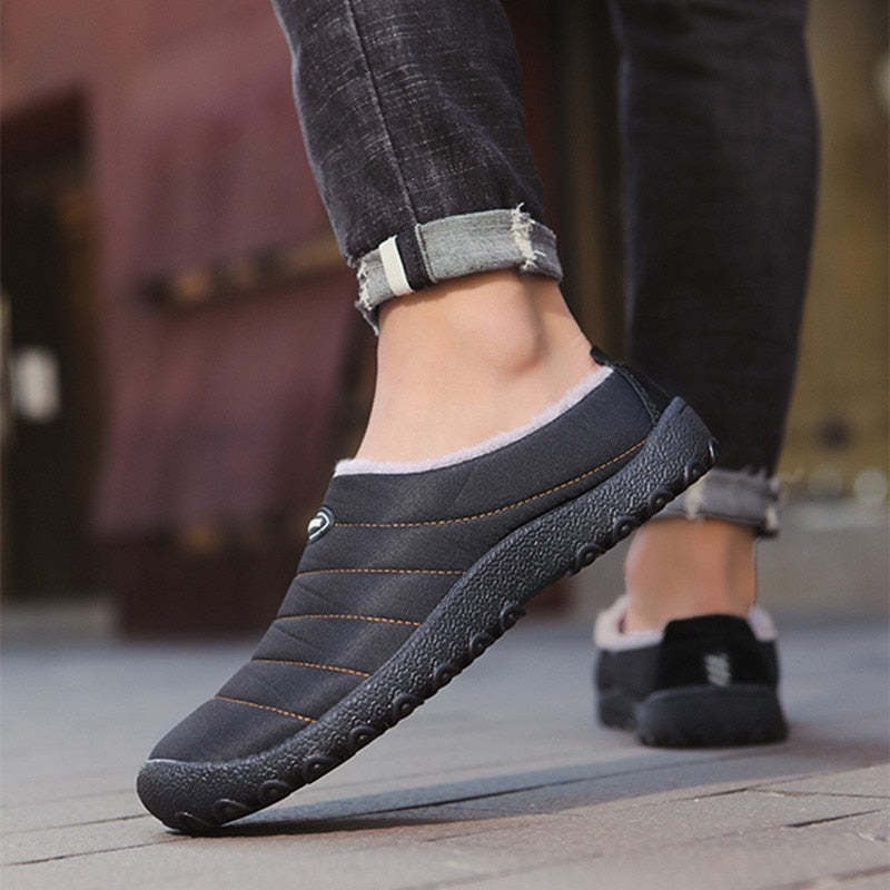 Fur Slippers For Men Waterproof Indoor And Outdoor Winter Slides