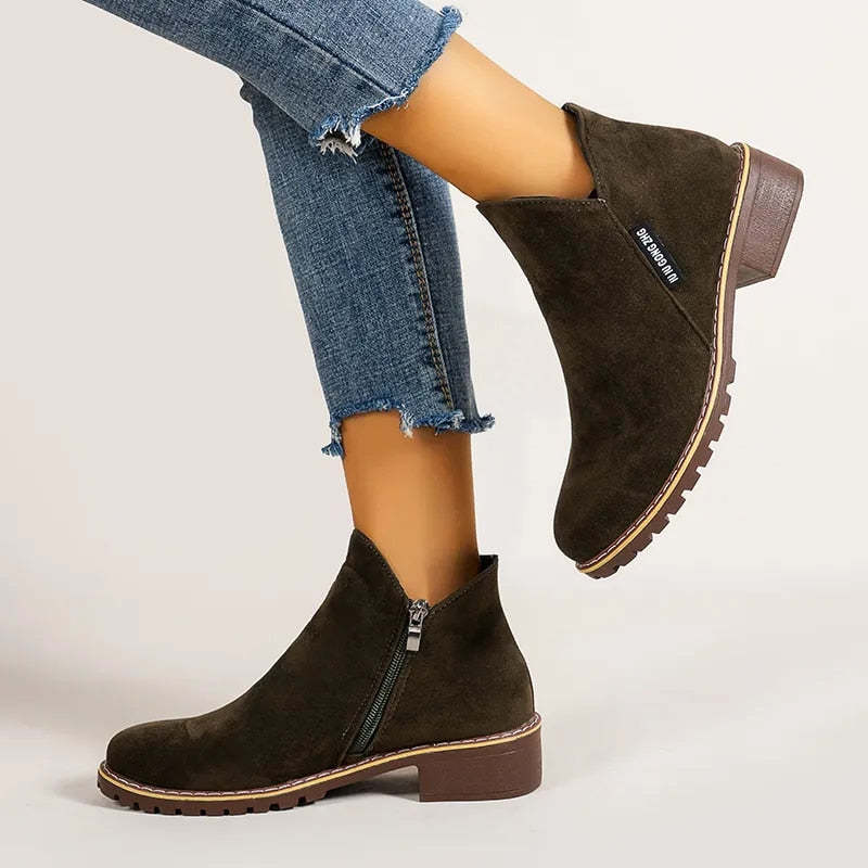 Orthopedic Women Ankle Boots Suede Warm Zipper NonSkid Fashion Designed