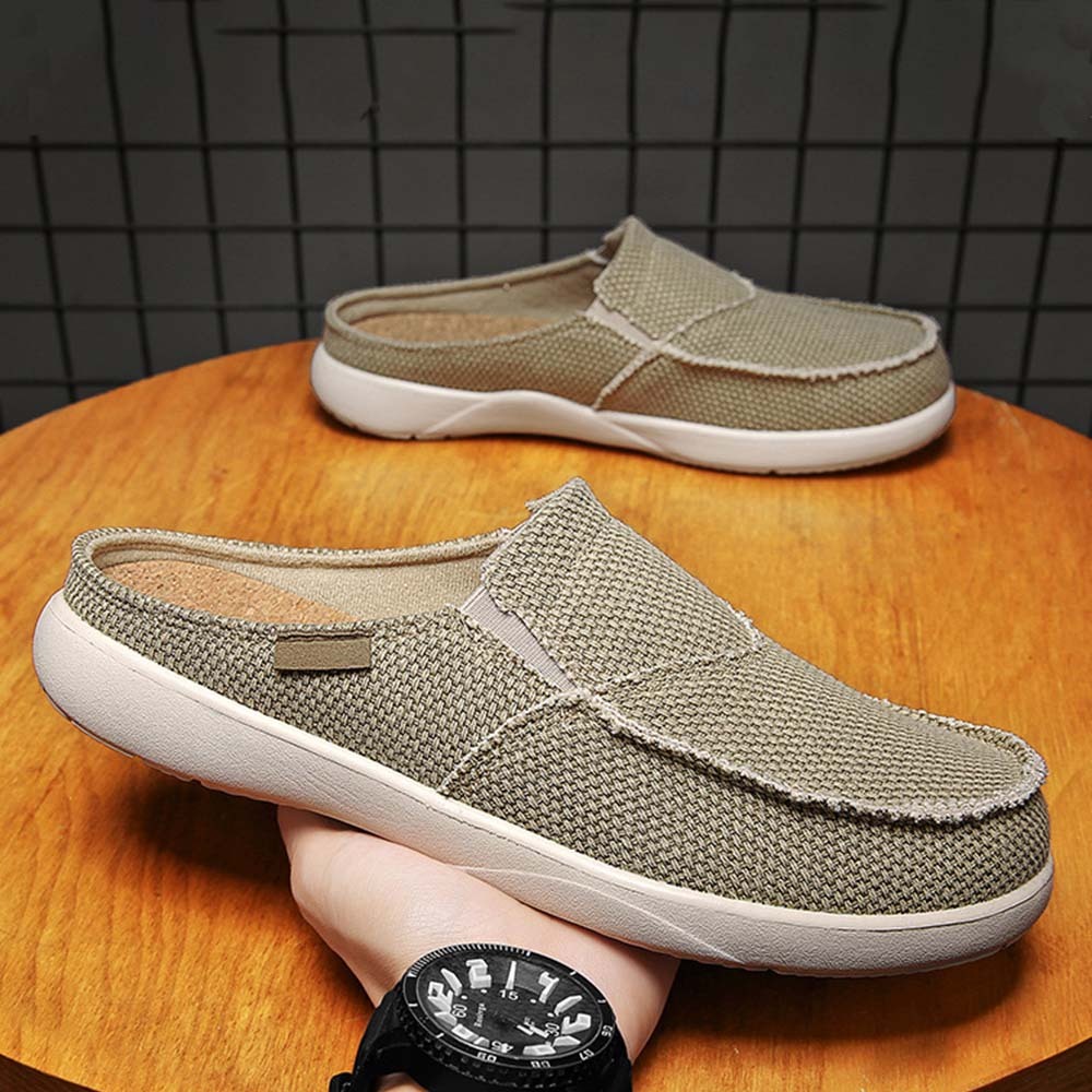 Summer New Men's Light Casual Denim Slip On Half Slippers