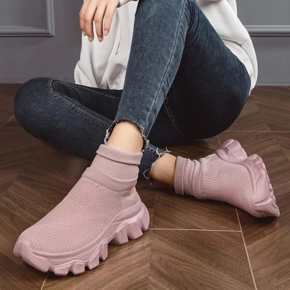 Slip-On Sock Sneakers Thick Soled Mesh Shoes