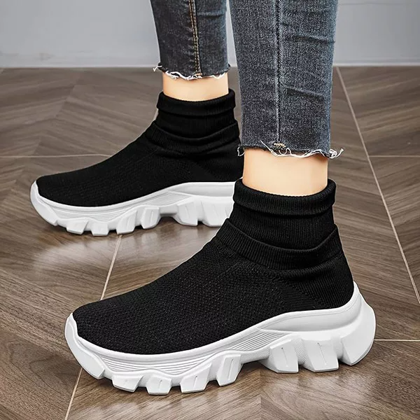 Slip-On Sock Sneakers Thick Soled Mesh Shoes