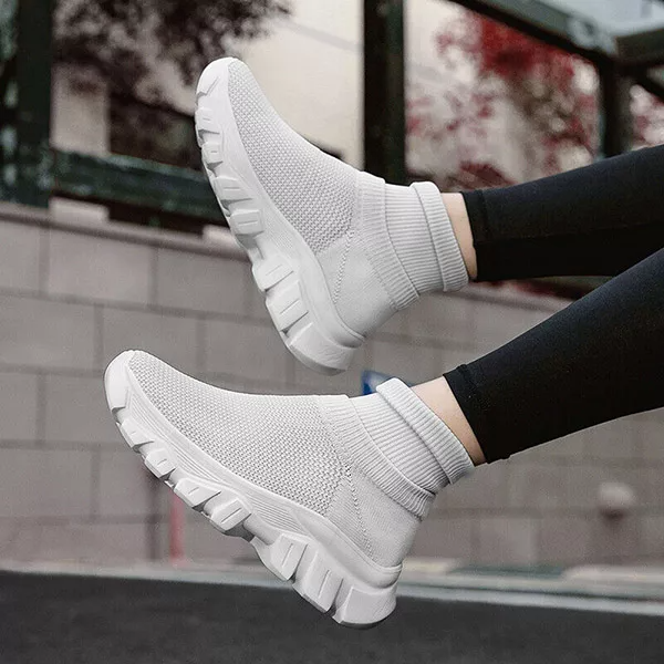 Slip-On Sock Sneakers Thick Soled Mesh Shoes