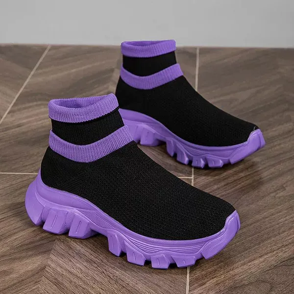 Slip-On Sock Sneakers Thick Soled Mesh Shoes