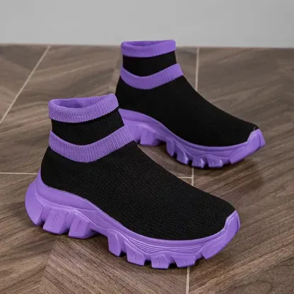 Slip-On Sock Sneakers Thick Soled Mesh Shoes