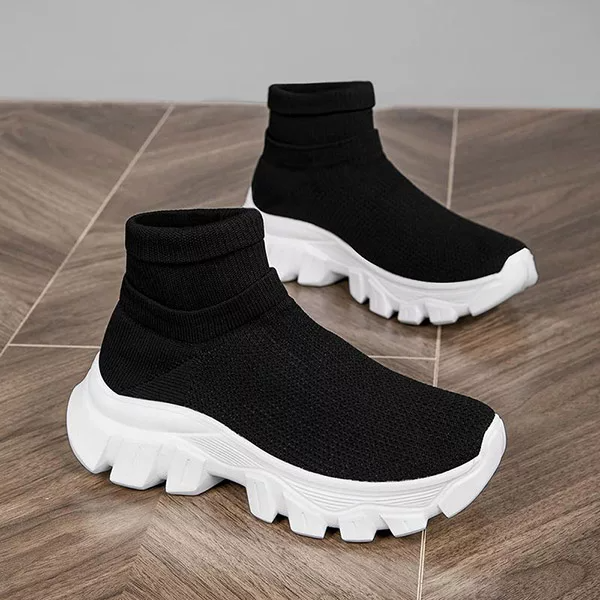 Slip-On Sock Sneakers Thick Soled Mesh Shoes
