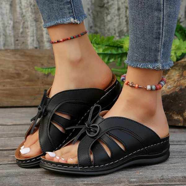 Uniqcomfy Sport Bowknot Arch Support Wedge Sandals