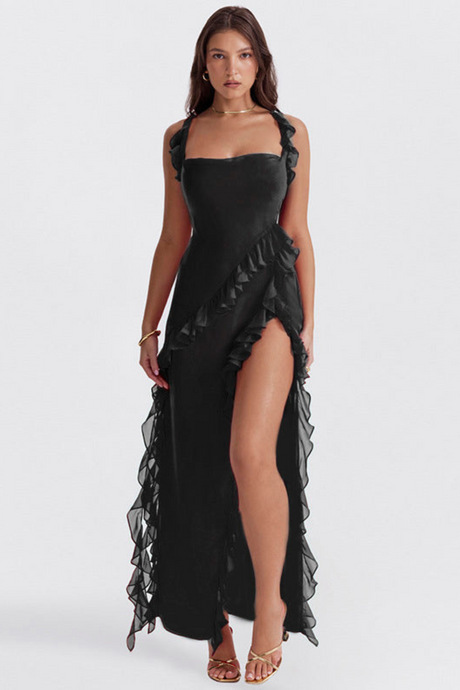 Halter Dress with High Slit
