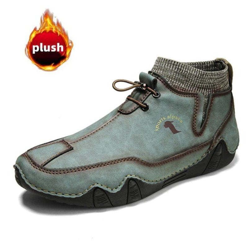 Men Ankle Boots Plush Leather Walking Orthopedic Shoes