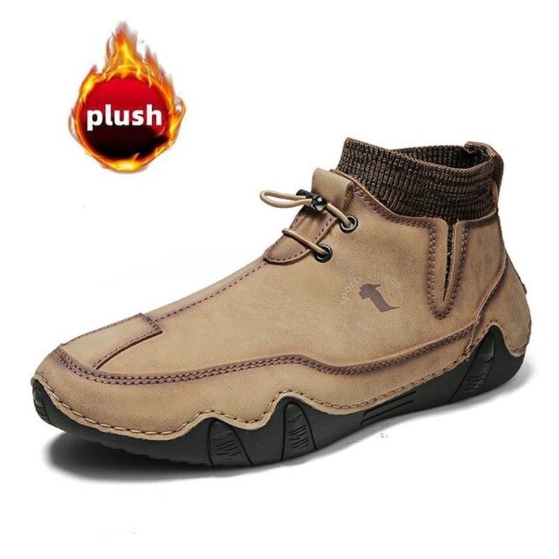 Men Ankle Boots Plush Leather Walking Orthopedic Shoes