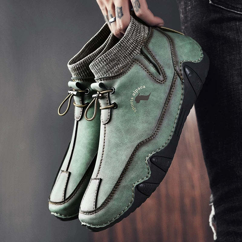 Men Ankle Boots Plush Leather Walking Orthopedic Shoes