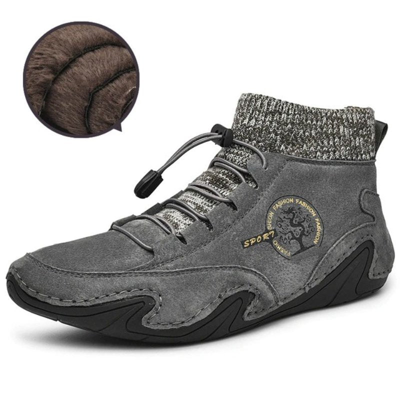 Plush Ankle Boots For Men Woolen Collar Orthopedic Shoes