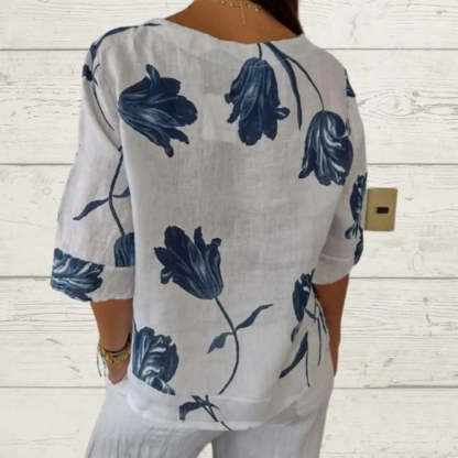 Printed V-neck tunic top
