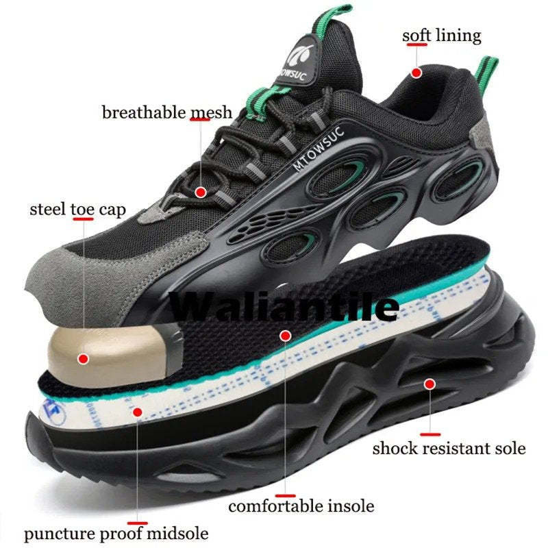 Orthopedic Shoes Men Protective Steel Toe High Top Working Sneakers Fashionable