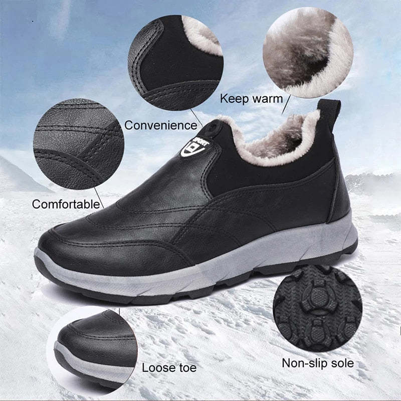 Orthopedic Snow Boots For Men Plush Slip-on Winter Shoes