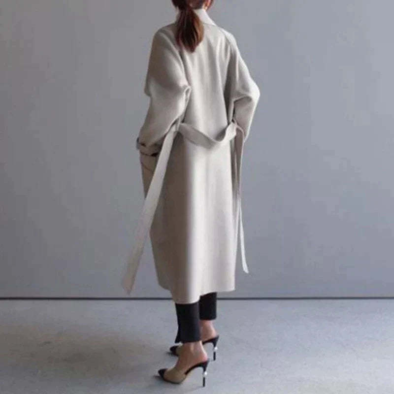 Longline Wool Trench Coat for Women