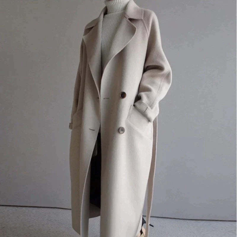 Longline Wool Trench Coat for Women