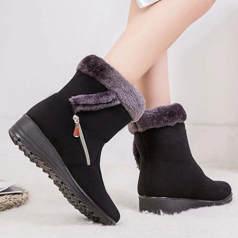 Women Winter Boots Fur Collar Casual Orthopedic Shoes