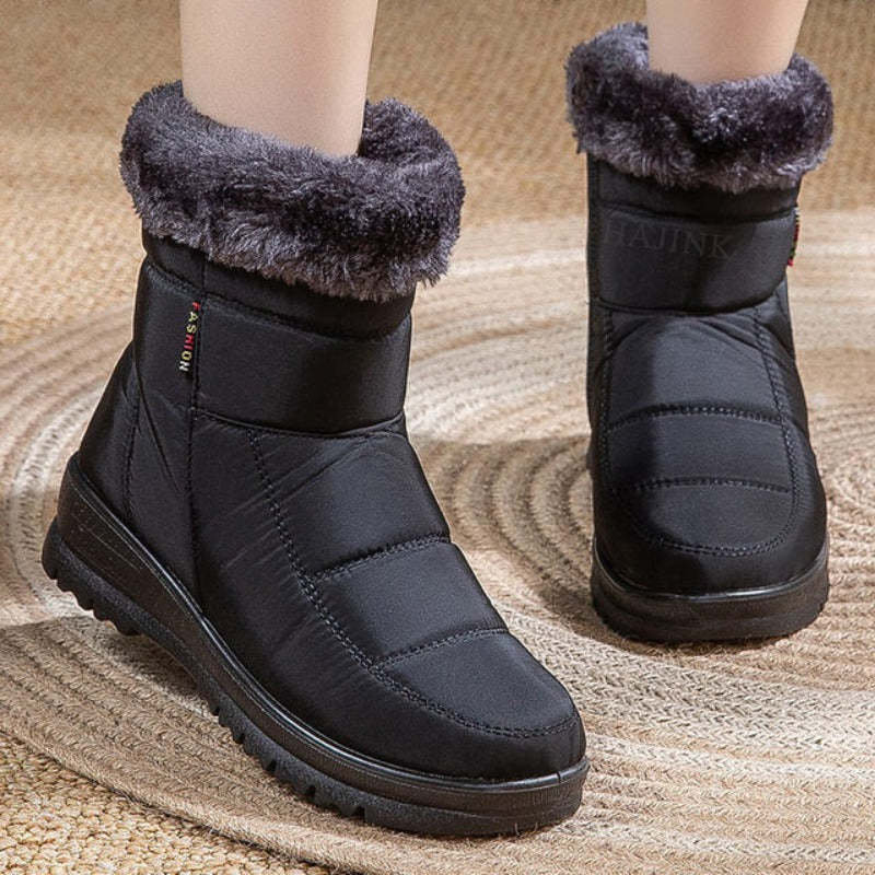 Women Casual Fur Snow Boots Nonslip Zipper Orthopedic Shoes
