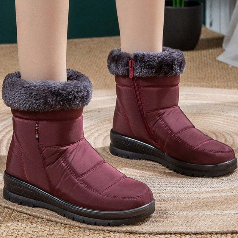 Women Casual Fur Snow Boots Nonslip Zipper Orthopedic Shoes