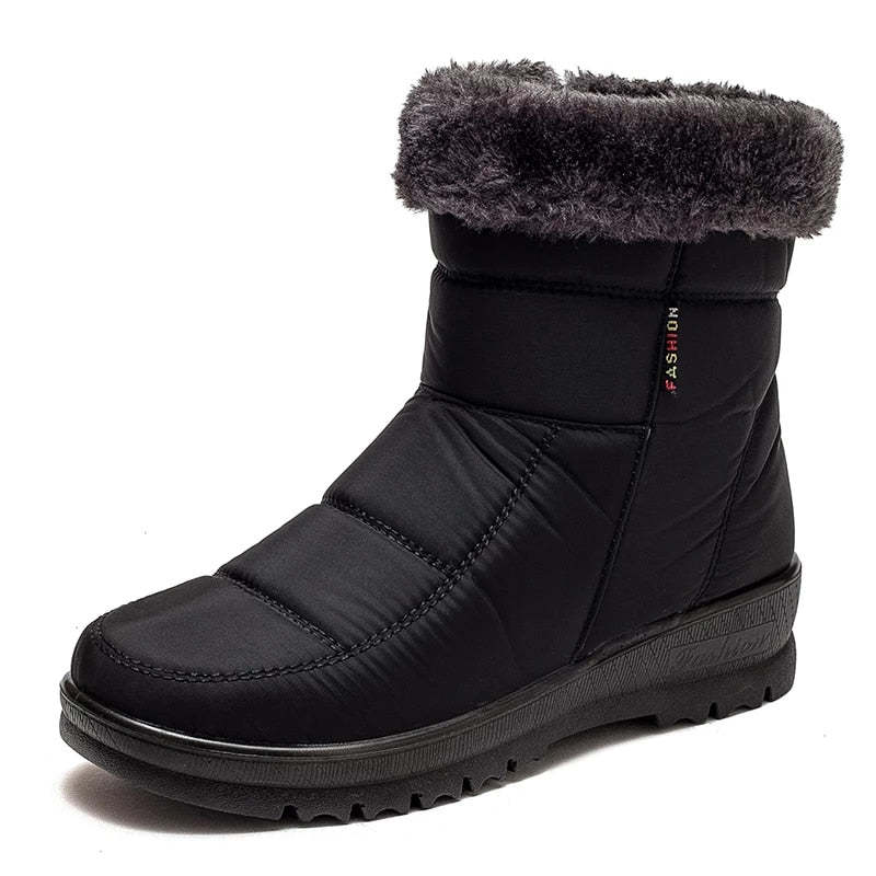 Women Casual Fur Snow Boots Nonslip Zipper Orthopedic Shoes