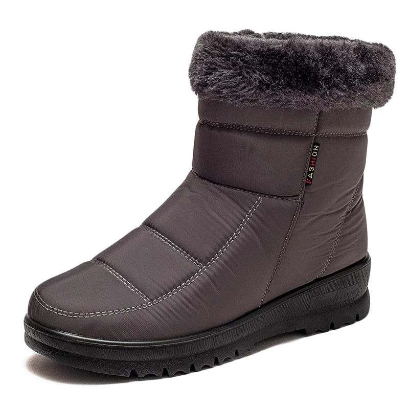 Women Casual Fur Snow Boots Nonslip Zipper Orthopedic Shoes