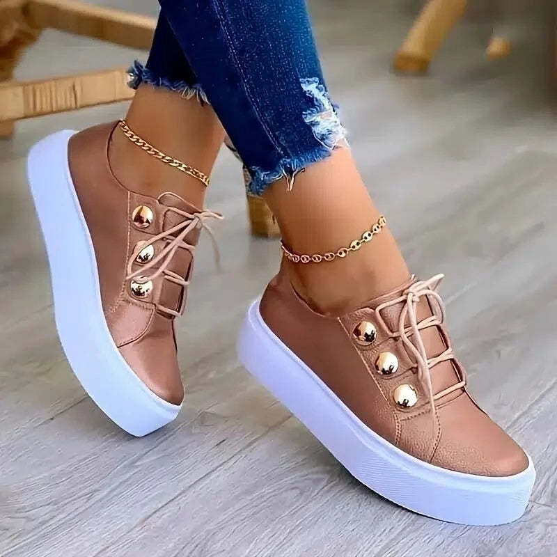 Orthopedic Women Shoes Arch Support Breathable Comfortable Round Toe Box Lace Up Anti-Slip Fashion Shoes