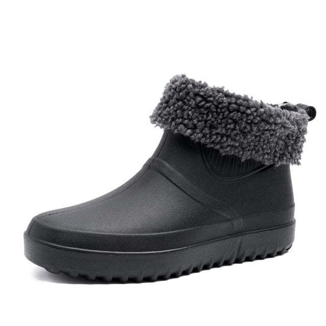 Fishing Plush Ankle Boots PU Waterproof Orthopedic Shoes For Men