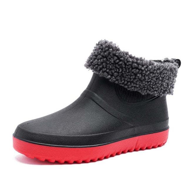 Fishing Plush Ankle Boots PU Waterproof Orthopedic Shoes For Men